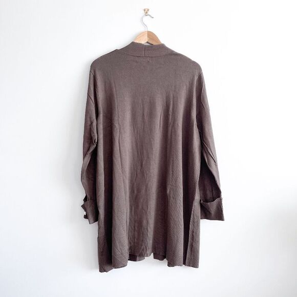 Eleven Eleven Women Open Front Long Sleeve Rayon Blend Cardigan Sweater Olive 3X - Picture 2 of 8